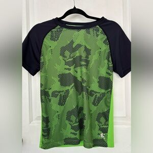 Youth green shirt sleeve performance T